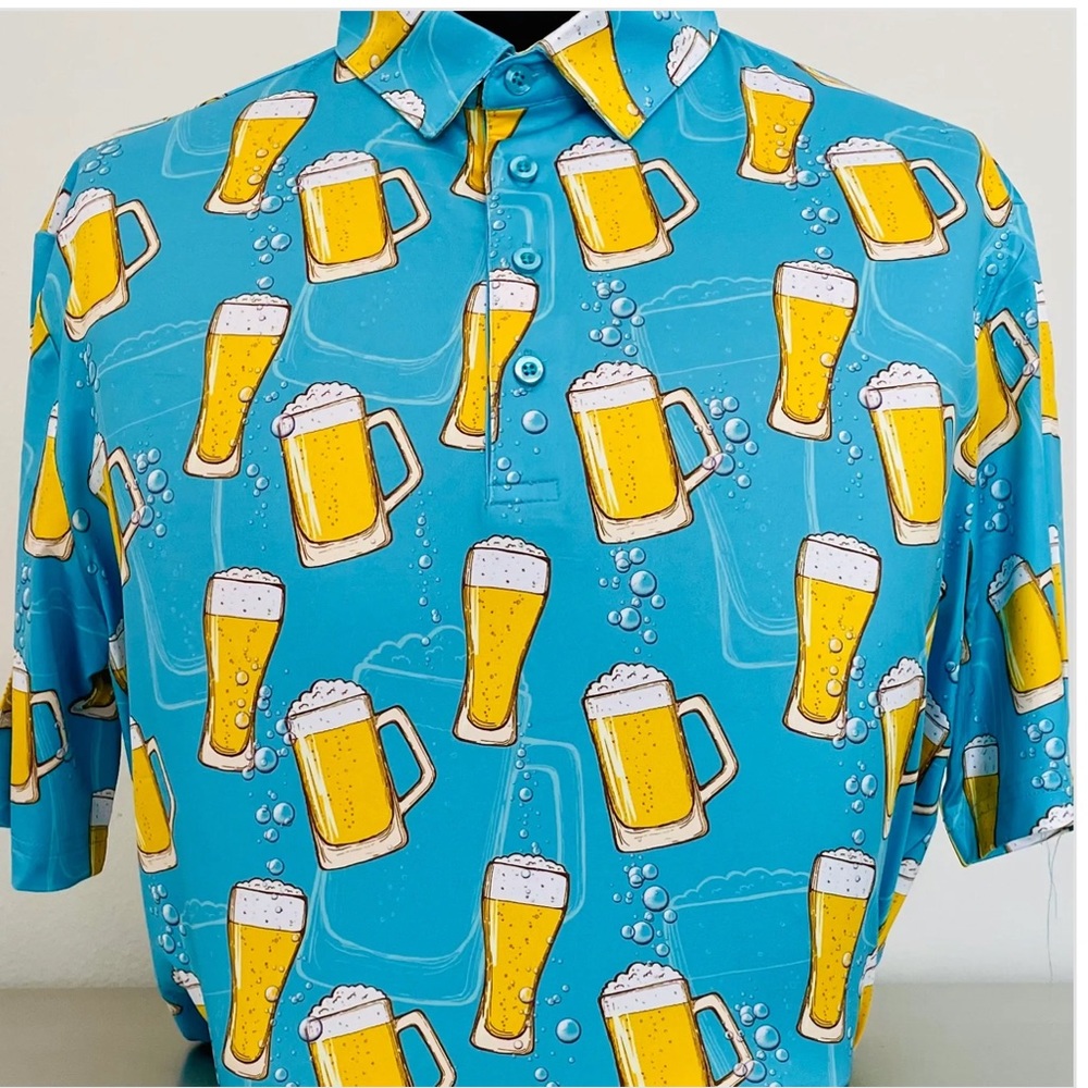 CS Blue Beer Print Polo